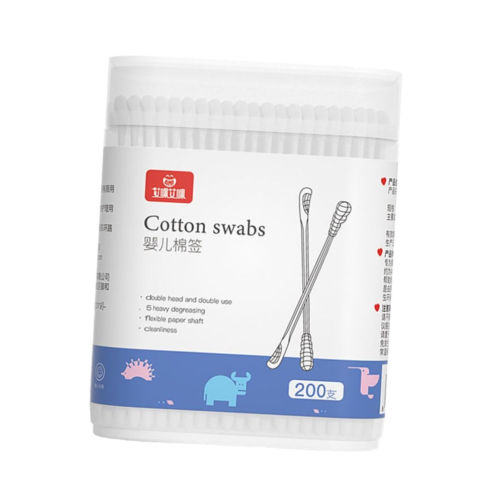 FOMIYES 100 Pack Baby Cotton Swabs Double-ended Cotton Bud Safety Swabs Ear Cleaning Kit for Boys and Girls Babies