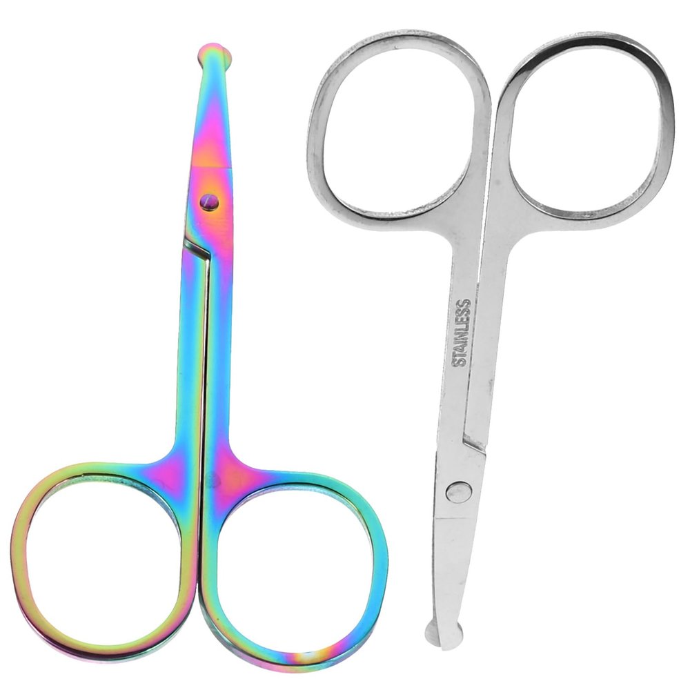 Ipetboom 2pcs Round Tip Nose Hair Scissors Beard Shears Precision Trimming Tools for Eyebrows Nose Hair and Beard Grooming for Daily Use and Personal Care