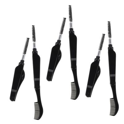 Didiseaon 6pcs Foldable Eyebrow Brush and Eyelash Comb Dual-head Makeup Tool for Grooming for Daily Use Black