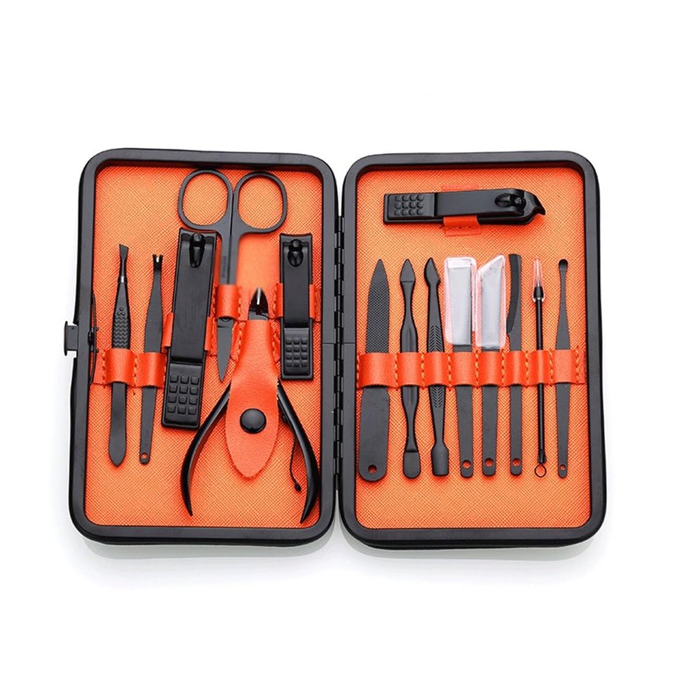AFPSDLFJDLS 15 Piece Nail Clippers Set, Black Nail Clipper Set, Nail Enhancement Tool, Nail Clipper Set(D)