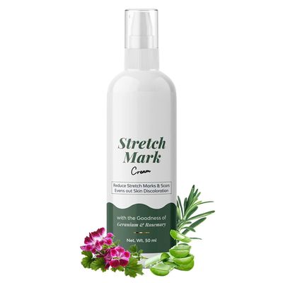 RJ Natural Anti-Stretch Mark Cream for Pregnancy, Stretch Mark Removal Cream for Women, Scars Removing Cream for Tightening Skin,with Power of Geranium,Rosemary,Vitamin-E and Aloe Vera, 50ml.