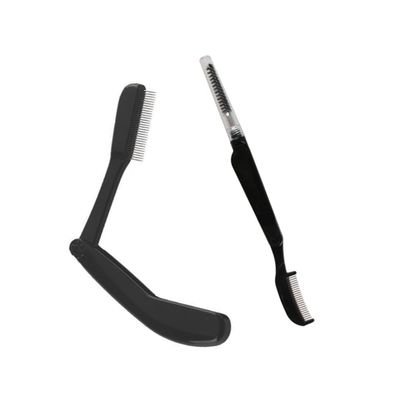 FRCOLOR 2pcs Eyebrow Combs Set Brush for Women Gentle Stainless Steel Plastic Handle Folding Design