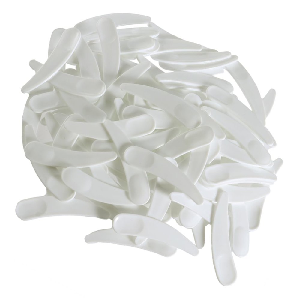 FOMIYES 100pcs Mini Plastic Makeup Spatula for Face Masks and Creams Curved Applicator Tool White for Skincare and Diy Cosmetic Use