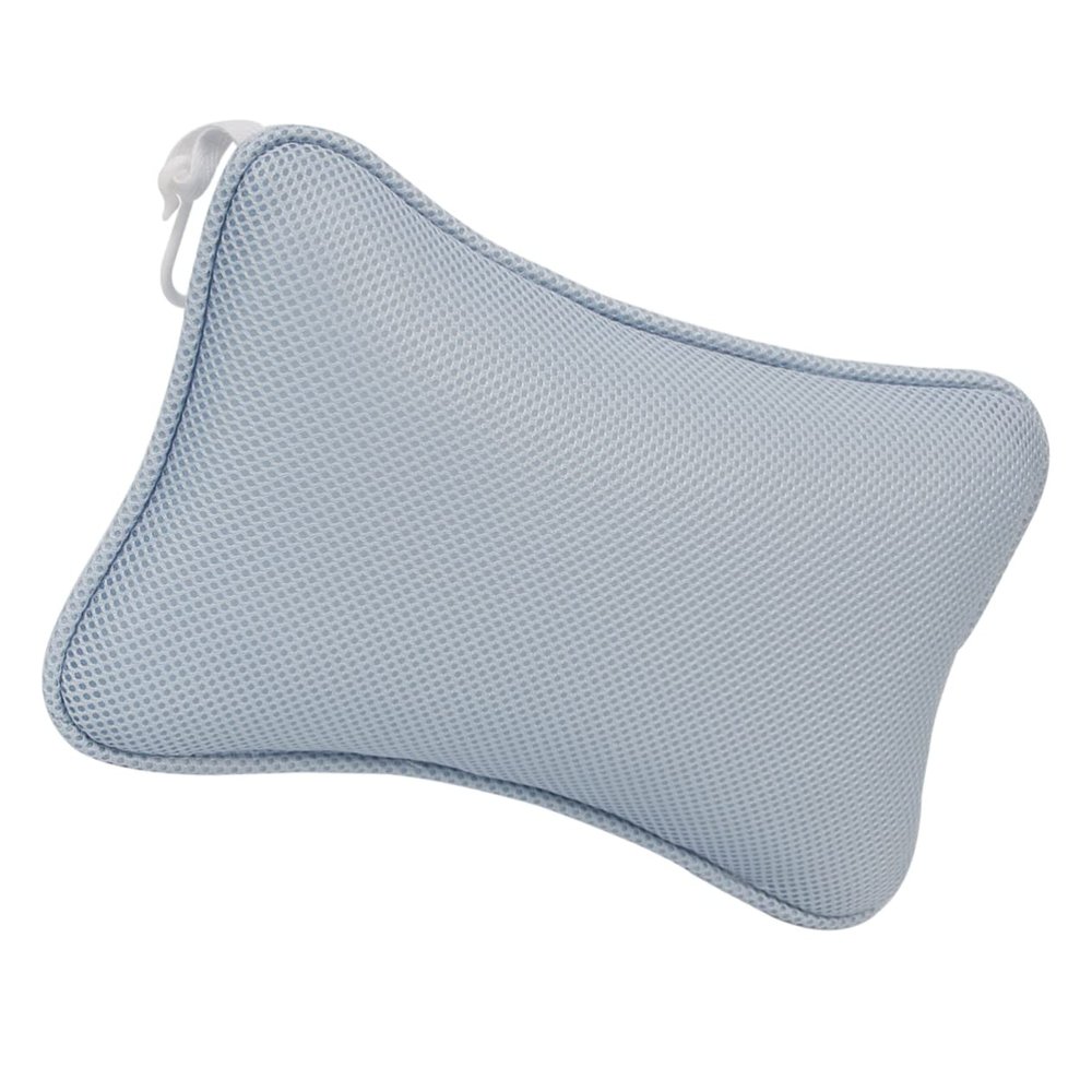 SKISUNO 1pc Non-Slip Bathtub Pillow Suction Cups Comfortable Head and Neck Support Cushion for Standard Bathtubs Mesh Design Blue