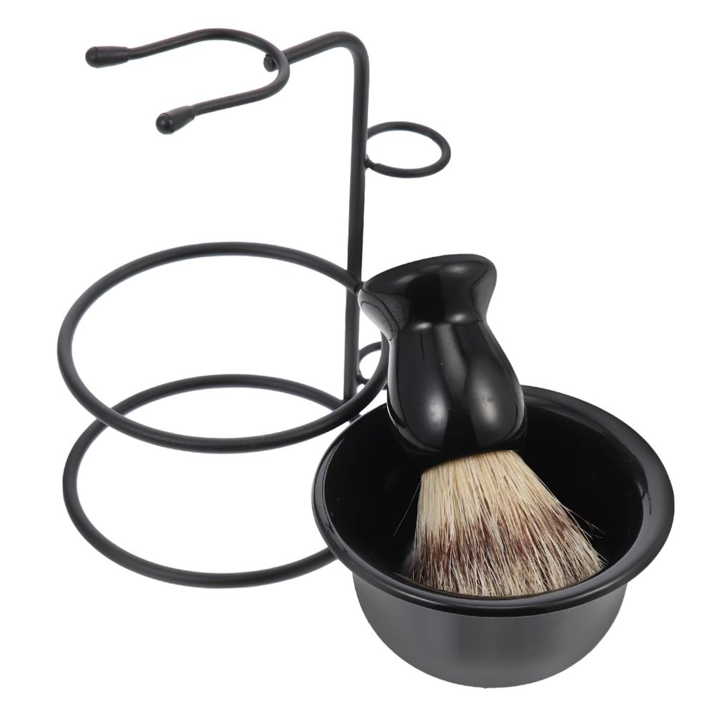 FOMIYES Men's Shaving Kit Stainless Steel Razor Stand Beard Brush Shaving Bowl Cup