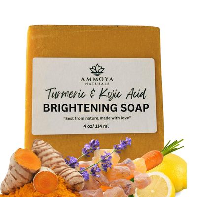 Ammoya Naturals Turmeric Skin Cleansing Soap - Natural Glow Face & Body Cleanser for Acne, Dark Spots & Scars, Gentle for All Skin Types - 1 bar (4.5 oz)