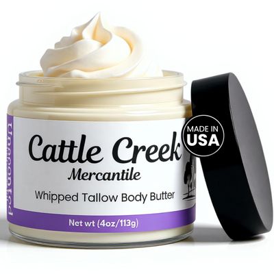 Cattle Creek Whipped Beef Tallow for Skin & Face  Deeply Moisturizing Tallow Balm  Natural Grass-Fed Skincare  Nourishes Dry, Sensitive Skin Non-Comedogenic, Fast-Absorbing (4oz, Lavender Vanilla)