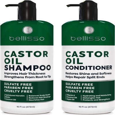 Castor Oil Shampoo and Conditioner Set - Thickening Products for Thinning Hair Women and Men - Sulfate Free Formula - Hydrating, Volumizing and Moisturizing for Dry Hair - Volume Boosting, Color Safe