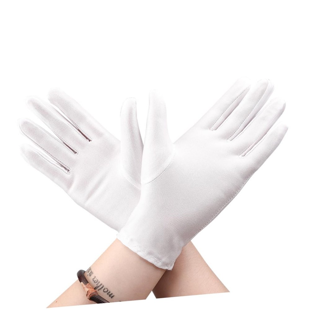 Angoily 10pairs Short Elastic Gloves Moisturizing and Protective Etiquette Gloves for Jewelry Handling Cleaning Gardening and Daily Use