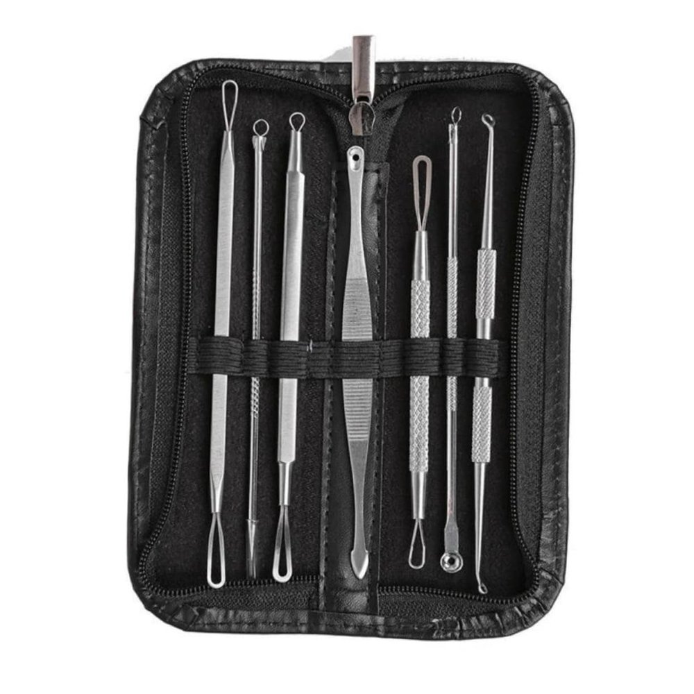 TOVINANNA 7pcs Facial Tool Set Pimple Extractor Kit Comedone Blemish Removal Tools