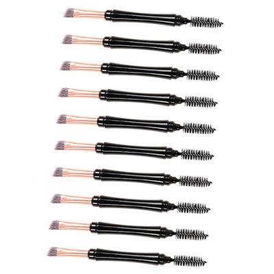 LALADEFIEE 10pcs Dual Tip Brow Makeup Brushes with Cap Professional Eyebrow and Eyelash Tool for Shaping Filling and Separation Comfortable Bristles for Effortless Application