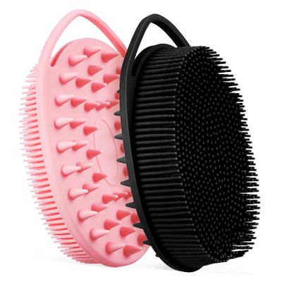Healeved 2pcs Double-Sided Silicone Body Brush Exfoliating Scrubber for Bath Hair Wash