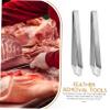 STOBAZA 3pcs Precision Food Styling Utensils Slanted Tweezers Stainless Steel Tongs for Fish Bone Removal view 3