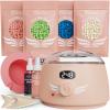 waxing kit for women, Digital Hard Wax Warmer with 4 Packs of Natural Wax Beans (14.1oz), Silicone Bowl and Waxing Accessories, Professional for Bikini, Face, Brazilian, Body and Home Salon - Pink view 1
