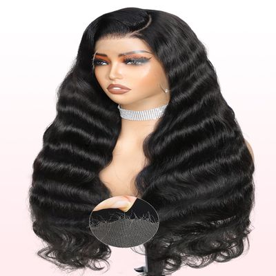 13x6 Full Frontal Skinlike Real HD Lace Front Wigs Human Hair Invisible 0.1mm Ultra-thin HD Lace Frayed Ends Pre Plucked Bleached Tiny Knots 200 Density Body Wave HD Lace Front Wigs For Women 30 Inch