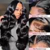 13x6 Full Frontal Skinlike Real HD Lace Front Wigs Human Hair Invisible 0.1mm Ultra-thin HD Lace Frayed Ends Pre Plucked Bleached Tiny Knots 200 Density Body Wave HD Lace Front Wigs For Women 30 Inch view 2
