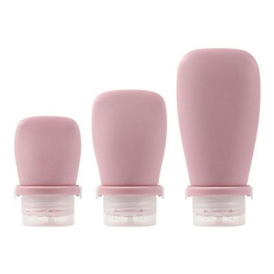 CANRUSU 50pcs Empty 30ml/60ml/90ml Mini Soft Silicone Bottles Shampoo Lotion Shower Gel Tube Bottles Refillable Container Travel Essentials (dark pink,90ml)