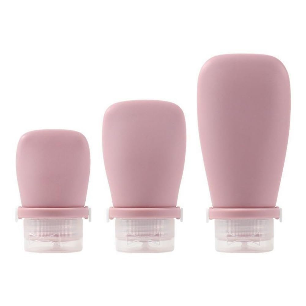 CANRUSU 50pcs Empty 30ml/60ml/90ml Mini Soft Silicone Bottles Shampoo Lotion Shower Gel Tube Bottles Refillable Container Travel Essentials (dark pink,90ml)