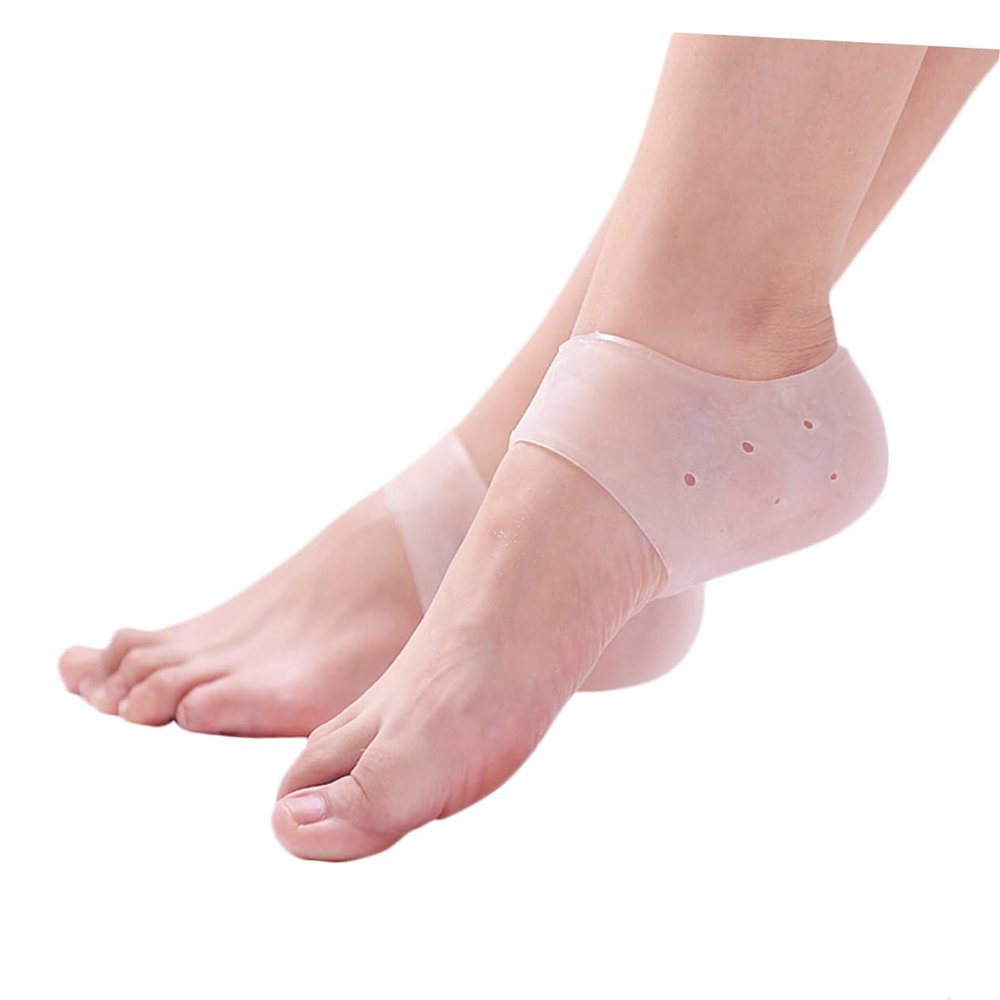 FRCOLOR Silicone Gel Heel Socks 1 Pair Moisturizing Cushions with Breath Holes Thick Foot Skin Care Protectors for Plantar Fasciitis Relief Suitable for Men and Women