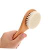 Wooden Handle Baby Hair Brush Wool Bristles for Infant Scalp Care view 3