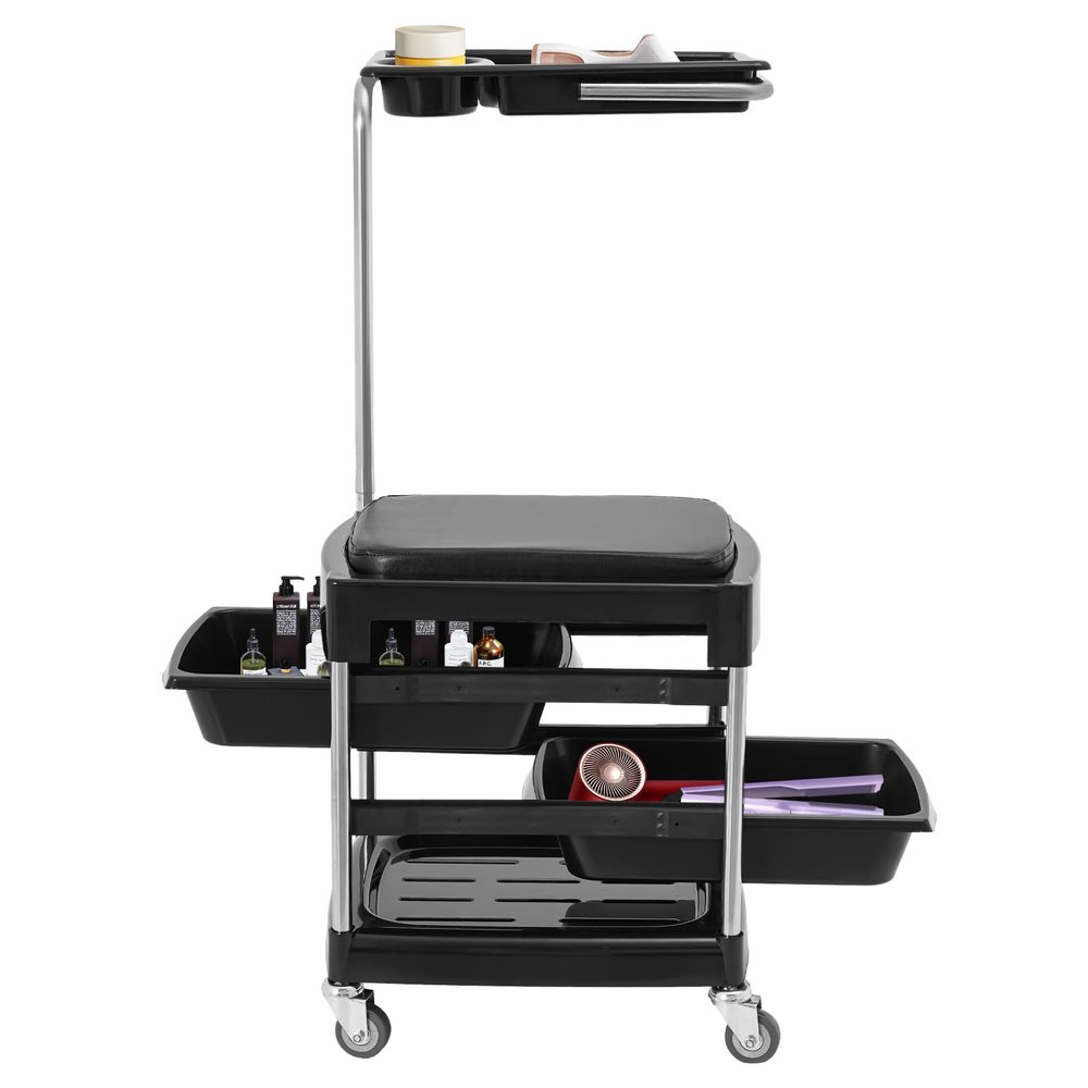 CNCEST Manicure Beauty Chair with Two Tool Organizer Drawers and Trolley Portable Nail Table Suitable for Manicure and Pedicure, Tattoo, Beauty Salon