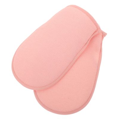 OHPHCALL 2pcs Exfoliating Bath Mitts for Deep Skin Scrubbing Dual-sided Body Scrubber Gloves for Men and Women Gentle Cleaning Exfoliation Tool Pink for Smooth Skin