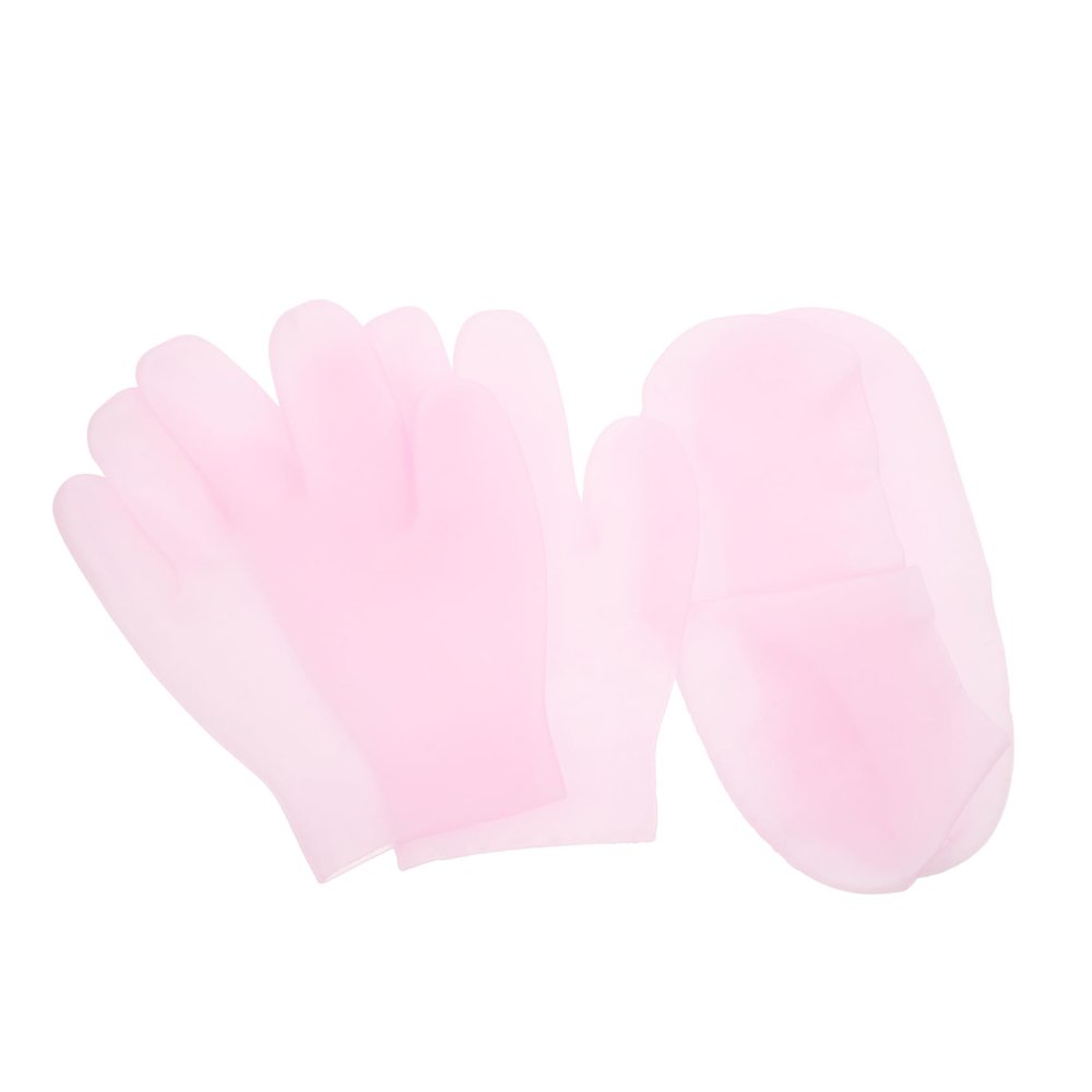 FOMIYES 2pairs Moisturizing Gel Socks and Gloves Set for Hand and Foot Care Overnight Hydration and Repair Soft Elastic Fit Antislip Design for Spa and Home Use Pink