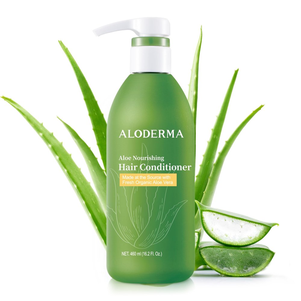 Aloderma Aloe Nourishing Hair Conditioner 16oz - Fresh, Organic Aloe Vera (No Water Added) + Crambe Seed Oil for Dry, Damaged Hair - Naturally Hydrate & Nourish for Soft, Shiny, & Healthy Hair & Scalp