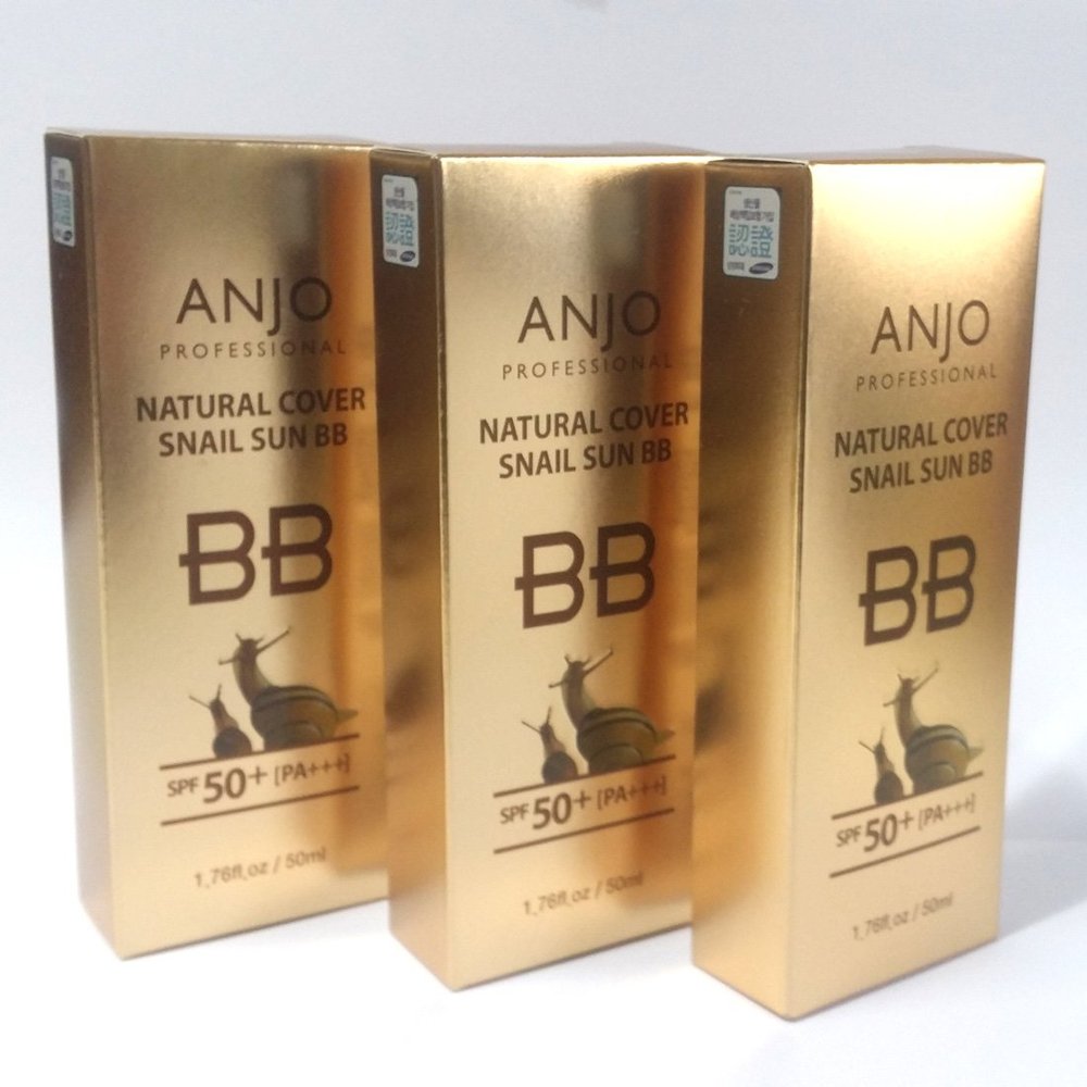ANJO Professional Natural Cover Snail Sun BB Cream, SPF 50+ PA+++, 1.76 fl oz X 3EA /Korea-Beauty/Korea Made