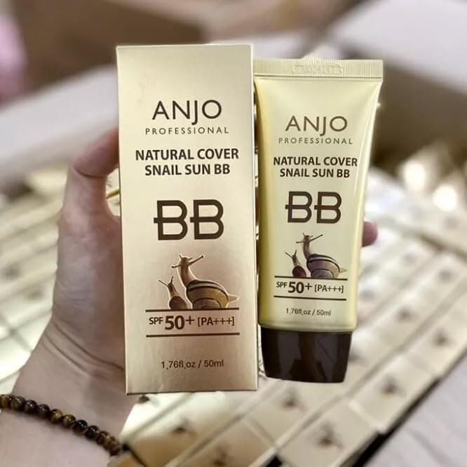 ANJO Professional Natural Cover Snail Sun BB Cream, SPF 50+ PA+++, 1.76 fl oz/Korea-Beauty/Korea Made
