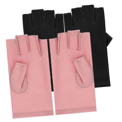 FRCOLOR 2pairs Uv Protection Gloves Nail Art Gel Manicure Gloves Fingerless for Women Gel Nail Lamp Accessory Comfortable Cotton Material