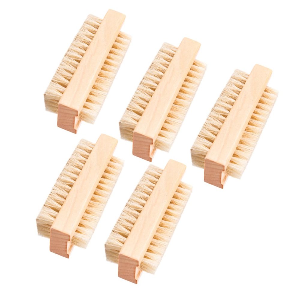 BCOATH 5 Pack Lotus Wood Pig Mane Cleaning Brush Set Hand Washing Brush for Household Use