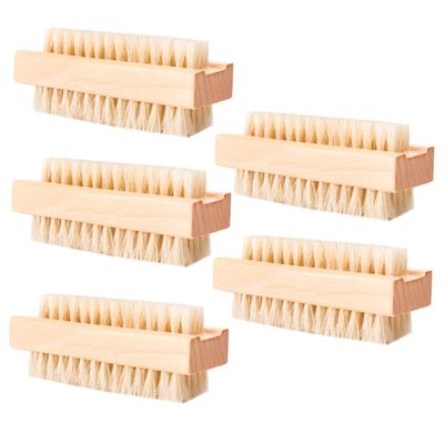 IWOWHERO 5 in 1 Cleaning Brush Set Wood Pig Mane Nail Brush for Hand Washing Cuticle Cleaning Dust Brush Bristle Walnut Brush