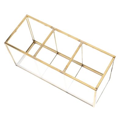 ABOOFAN Glass Cosmetic Storage Box with Lid for Makeup Jewelry and Accessories Elegant Trimmed Glass Organizer for Dresser Vanity Chic Makeup Holder for Home Decor