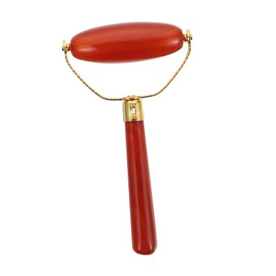 Beatifufu Red Agate Facial Roller Massager for Home Use Dual-Head Rolling Massage Tool Safe and Effective Facial Massage Device