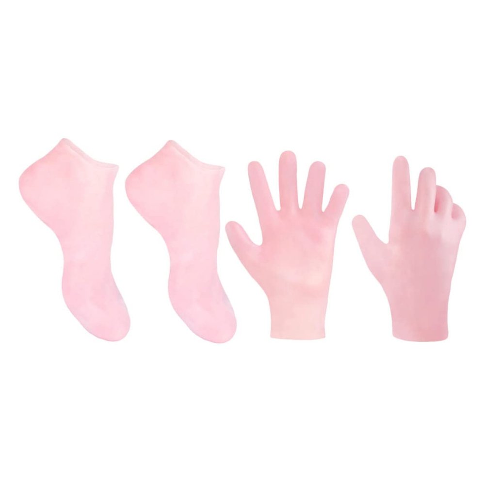 BIUDECO 1set Moisturizing Foot Care Socks and Gloves Set Exfoliating and Cracked Skin Treatment Pack Pink Socks for Soft Smooth Skin