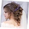VINTORKY Rhinestone Hair Pins U-shaped Hair Clips Wedding Accessories for Women Leaf Shape Pins Decorative Comb Styling Blue Accessory view 3