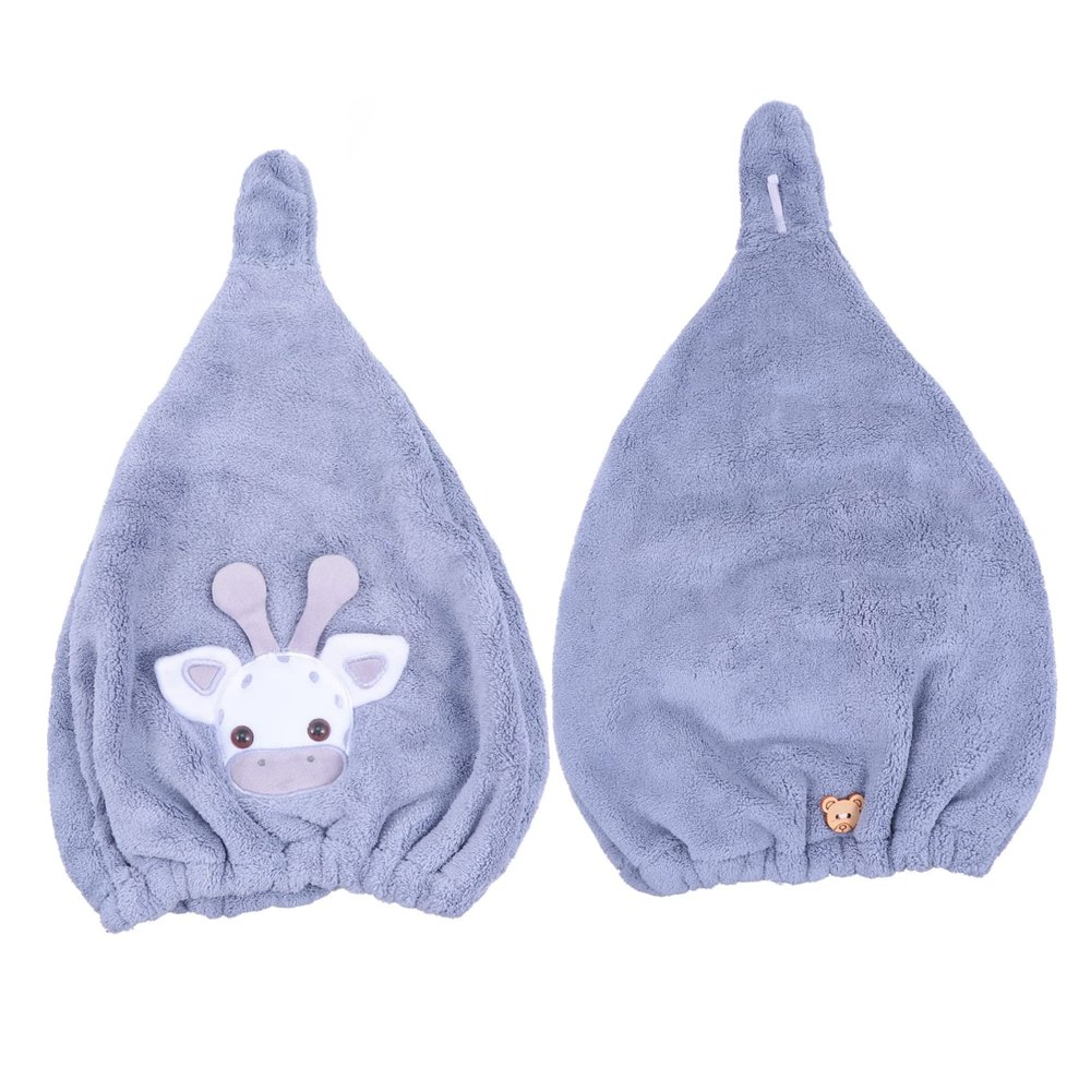 BIUDECO Cartoon Deer Coral Fleece Hair Towel Super Absorbent Quick Dry Hair Wrap Soft and Gentle Design for Home Use