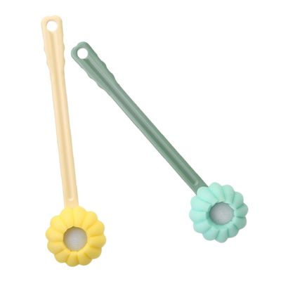 Anneome 2pcs Long Handle Shower Back Scrubber Silicone Bath Brush for Body Massage Portable Back Washer for Shower Body Bathing Scrubber