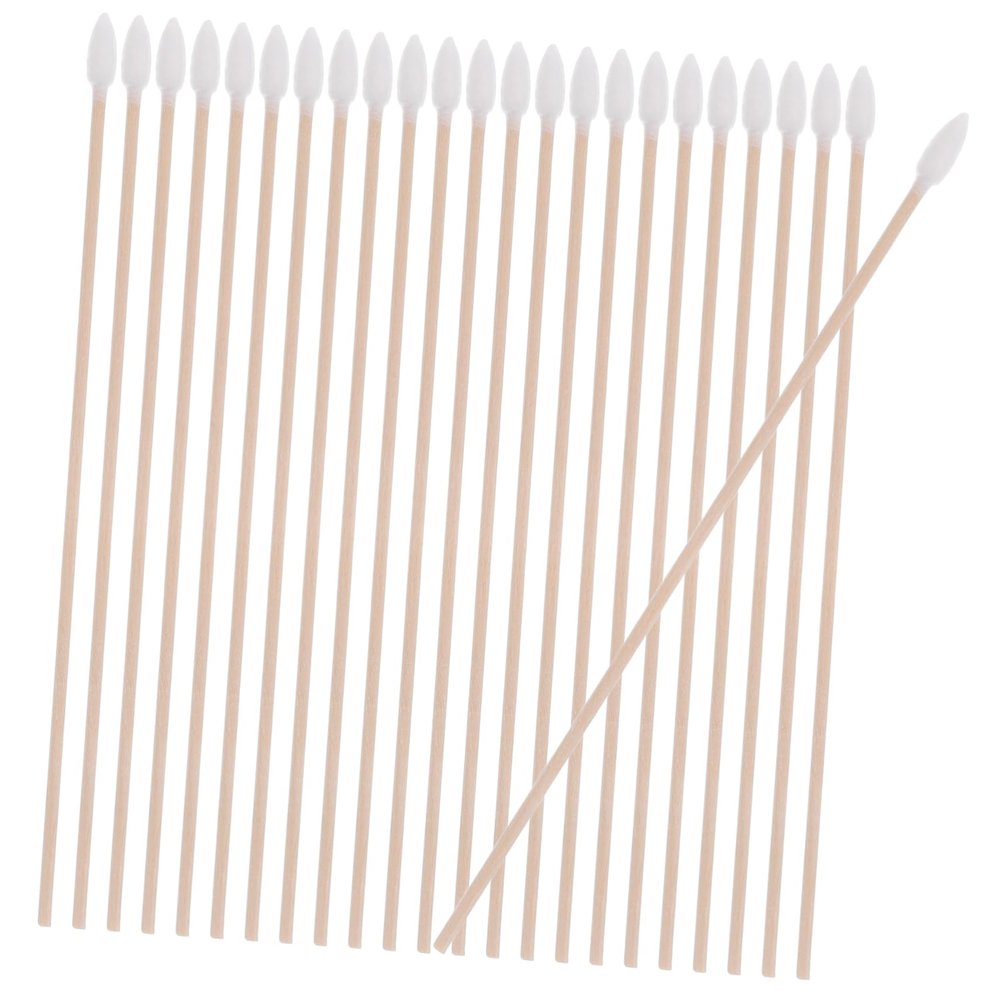 HAWILLOSCH 15cm Long Wooden Cotton Swabs with Comfortable Tips 100pcs Disposable Sterilized Versatile for Cleaning and Makeup
