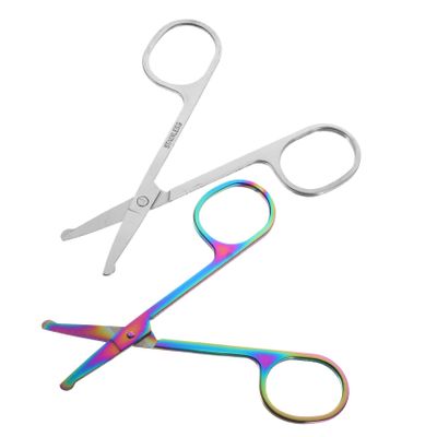 MERRYHAPY 2pcs Facial Hair Scissors for Eyebrow Nose Hair and Beard Trimming Rounded Tip Design for Safe Grooming Compact Portable Friends and Family