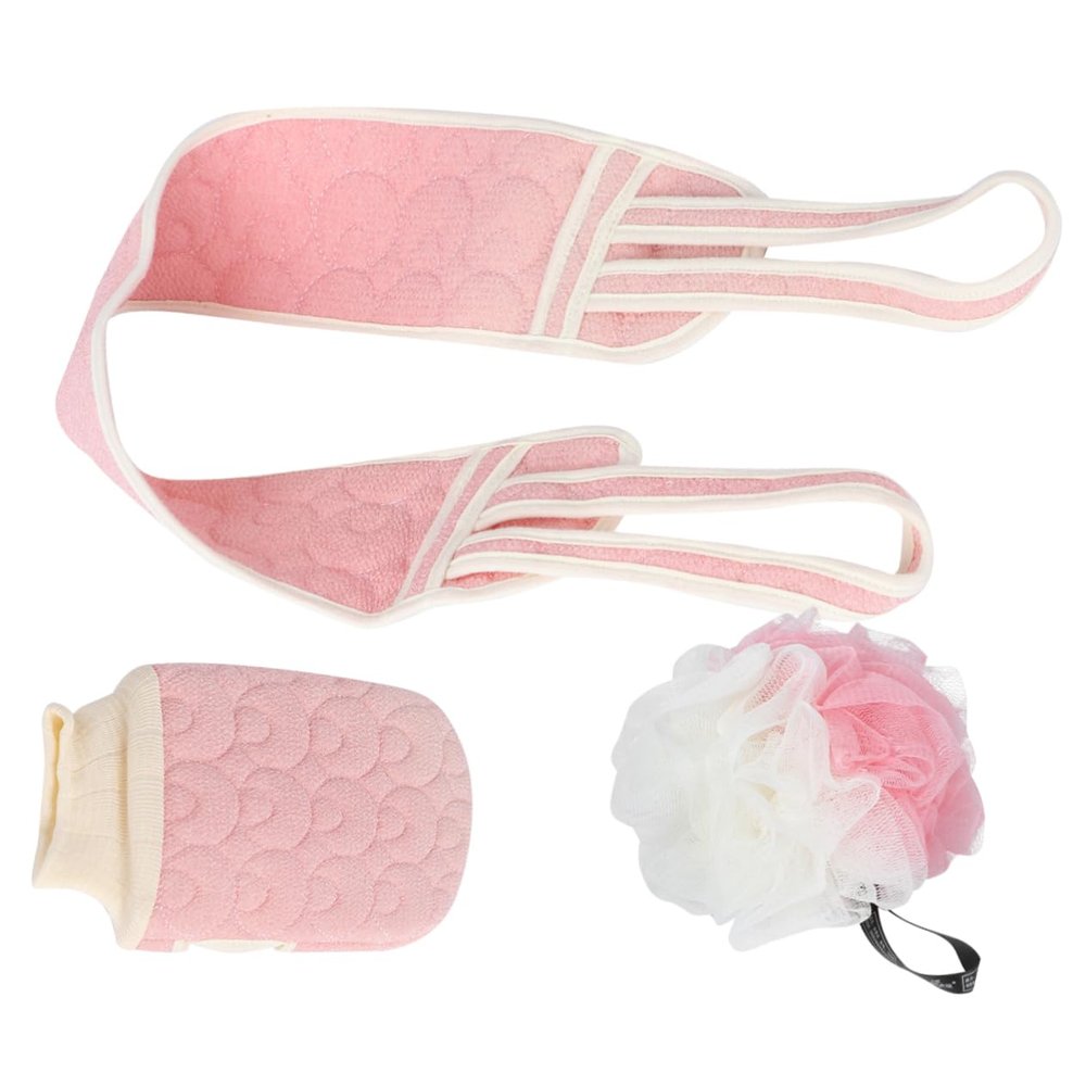 NULYLU 1set Exfoliating Back Scrubber Bathing Strip and Flower Towel Tools for Gentle Skin Massage for Home and Dorm Use Practical and Portable Bath Accessories