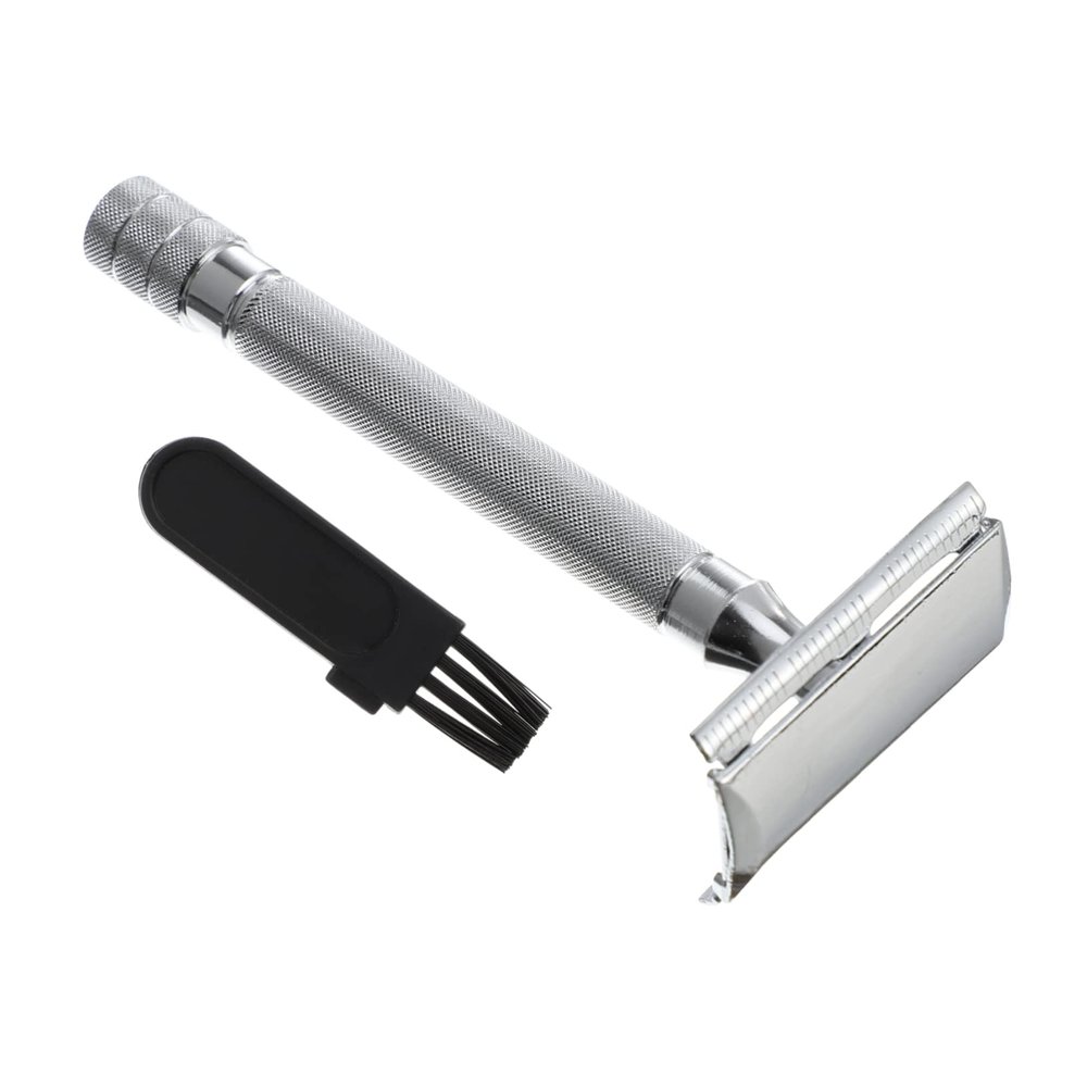 BIUDECO Men's Manual Shaving Razor Metal Scraper Double Safety Razor Beard Trimmer Shaving Tool Brush