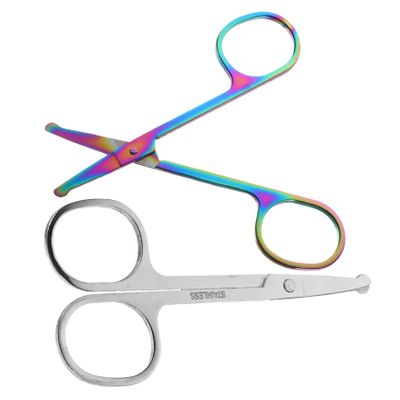 FRCOLOR 2pcs Nose Hair Scissors for Facial Hair Trimming Safe Round Tip Design for Professional and Home Use and Easy to Clean Beauty Tools