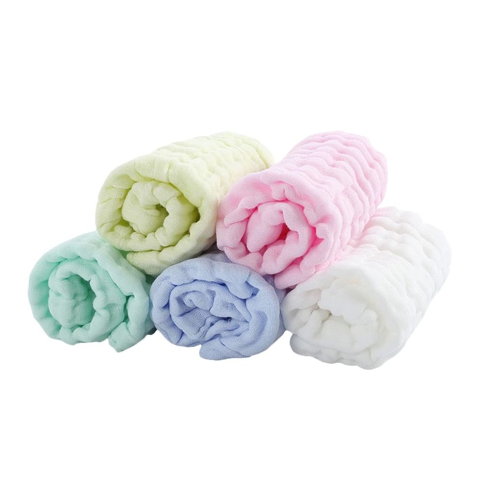 BIUDECO 5pcs Cotton Newborn Facial Towels Boy Girl Soft Face Towels Essential Supplies