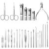 AFPSDLFJDLS Stainless Steel Manicure Set Pedicure Scissor Nail Cutter Cuticle Nipper Dead Skin Pliers Tool with Case Kit(D) view 4