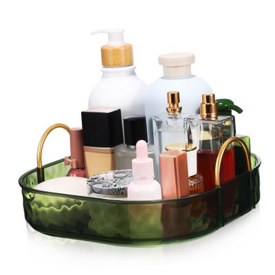 Alipis 360degree Rotating Makeup Organizer Elegant Perfume Storage Tray for Vanity Essentials Secure Heightened Edge Design Finish