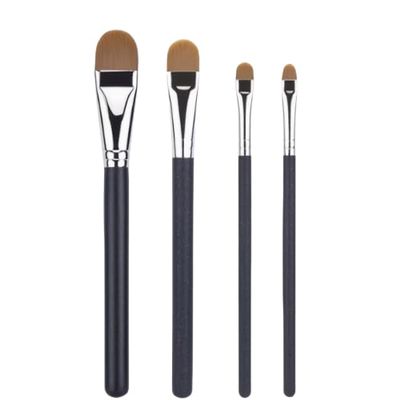 4-Piece Concealer Brush Set  Soft Nylon Bristles with Wooden Handles for Precision Blending & Smooth Coverage (Black)