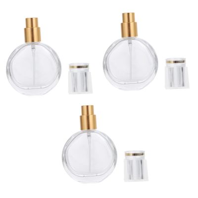 3Pcs 25ml Empty Glass Perfume Bottle, Golden Leak-Proof Refillable Sprayer
