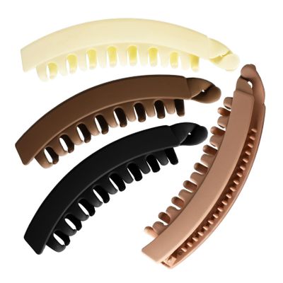 HAPINARY 4pcs Banana Hair Clips for Curly Hair Matte Ponytail Claw Clips for Women Fine Thin Styling